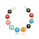 Pulseira dourada olhos grego coloridos